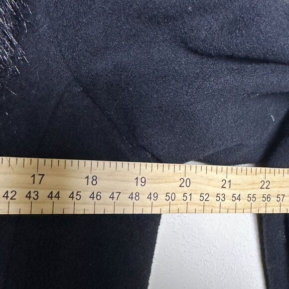 Ivanka Trump Peacoat Jacket Women 12 Black Outerwear Faux Fur Trim Belted Wool - Picture 11 of 16